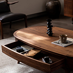 Кофейный стол овальный из дерева с 2-мя ящиками Coffee Walnut Table варинант исполнения - 7 | Loft Concept в Сочи