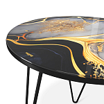 Стол журнальный с круглой столешницей из стекла Gold and Black Marble варинант исполнения - 3 | Loft Concept в Сочи