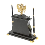 Часы настольные с Гербом России и 2-мя шариковыми ручками в комплекте Stone Clock варинант исполнения - 7 | Loft Concept в Сочи