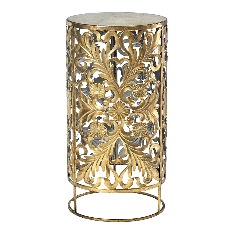 Столик приставной с цветочной резной фактурой Madagascar Золотой в Сочи | Loft Concept 