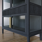 Витрина Primo со стеклянными фасадами и 2 ящиками Черный дуб варинант исполнения - 4 | Loft Concept в Сочи