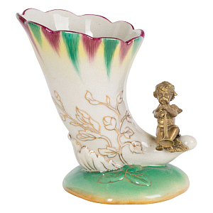 Ваза из фарфора с бронзовой фигуркой ангела Eden Garden porcelain and bronze