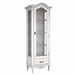 Витрина белая однодверная из массива бука с 4-мя полками и ящиком White Provence варинант исполнения - 1 | Loft Concept в Сочи