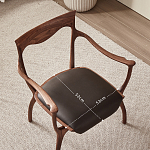 Стул деревянный с мягким сиденьем из коричневой натуральной кожи Moon Walnut Furniture варинант исполнения - 10 | Loft Concept в Сочи