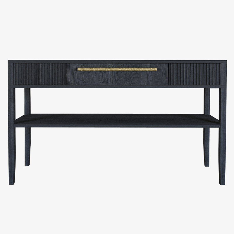 Дизайнерская Консоль с полкой и ящиком Primo Черный дуб Черный Золотой в Сочи | Loft Concept 