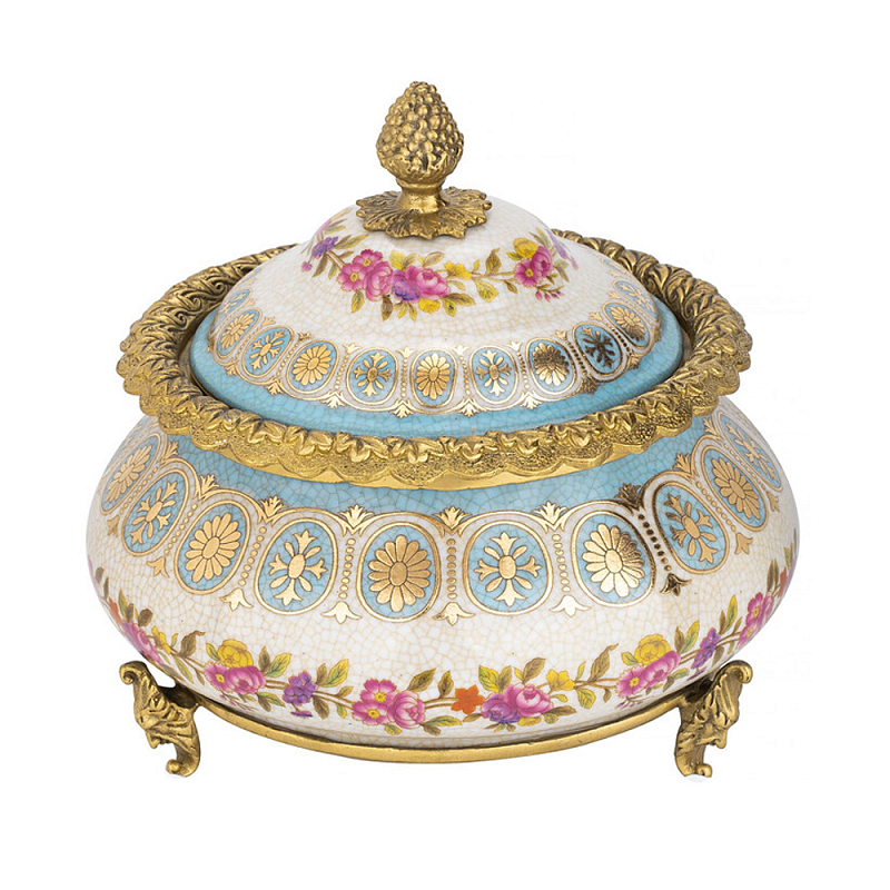 Шкатулка фарфоровая с цветочной росписью Eden Garden Бронза Мульти в Сочи | Loft Concept 