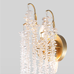 Бра с хрустальными прозрачными подвесками и круглым основанием золотого цвета FAIRYTREE Light варинант исполнения - 3 | Loft Concept в Сочи