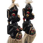 Комплект из 2-х деревянных статуэток Asmat Straw Headdress Statuettes Multicolor варинант исполнения - 5 | Loft Concept в Сочи