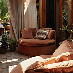 Кушетка круглая с обивкой из велюра коричневая Milky Brown Chair варинант исполнения - 8 | Loft Concept в Сочи