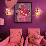 Картина Фламинго вышивка бисер Flamingo Beaded Wall Art варинант исполнения - 2 | Loft Concept в Сочи