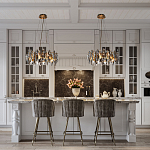 Люстра подвесная круглая с овальными подвесками из стекла дымчатого цвета Harlow Crystal Round варинант исполнения - 6 | Loft Concept в Сочи