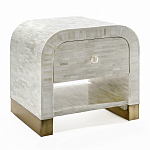 Тумбочка прикроватная с ящиком Tofino White Bone Inlay  Bedside Cabinet   варинант исполнения - 3 | Loft Concept в Сочи