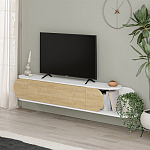 ТВ-тумба подвесная белая с полкой и откидной дверцей цвета древесины TONE TV STAND WHITE варинант исполнения - 2 | Loft Concept в Сочи