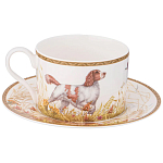 Чайная пара из фарфора с изображением собаки и зайцев 300 мл Hunting Porcelain Collection 2 варинант исполнения - 1 | Loft Concept в Сочи