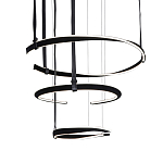 Люстра подвесная с 3-мя кольцами из кожаных ремней черного цвета Half Ring Horizontal  варинант исполнения - 1 | Loft Concept в Сочи