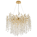 Люстра с хрустальными подвесками на металлических ветках Fairytree Light Gold Chandelier 14 варинант исполнения - 2 | Loft Concept в Сочи