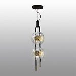 Подвесной светильник с 2-мя прозрачными стеклянными плафонами и золотистыми центральными вставками Virelia  варинант исполнения - 4 | Loft Concept в Сочи