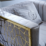 Кресло велюровое серое с фактурным каркасом золотистого цвета Best Traits варинант исполнения - 3 | Loft Concept в Сочи