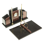 Настольный письменный набор из лемезита и змеевика с часами Royal Accessory варинант исполнения - 2 | Loft Concept в Сочи