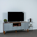 ТВ-тумба серая из массива бука с 2-мя дверками и ящиком Wenge Light варинант исполнения - 7 | Loft Concept в Сочи