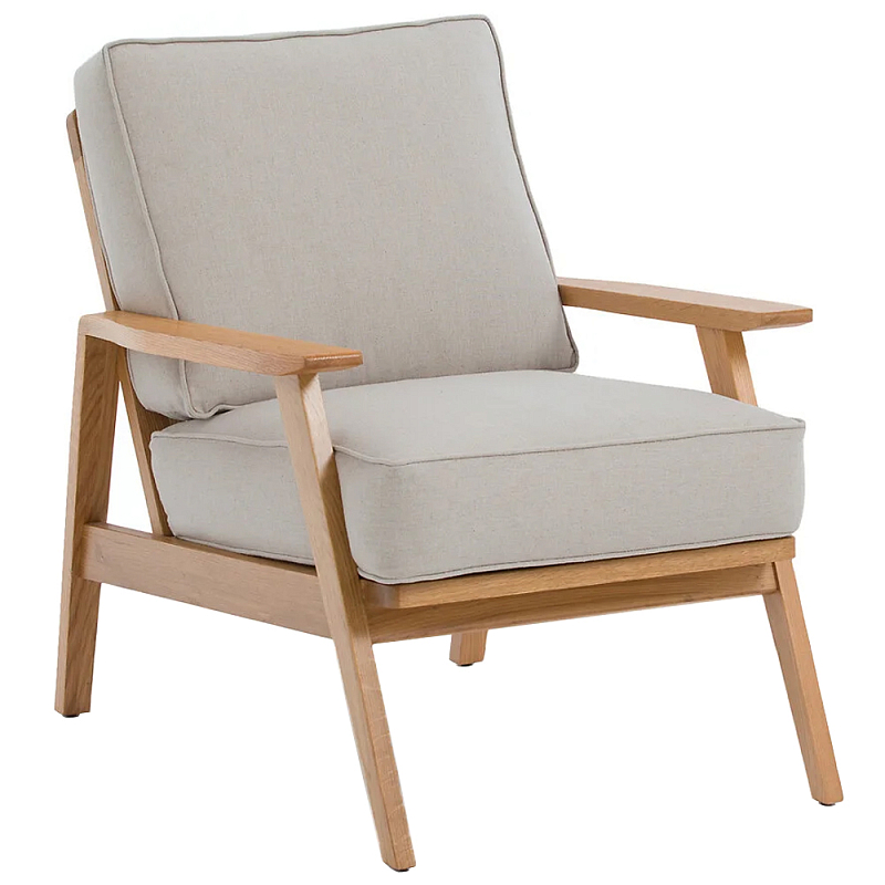 Кресло с каркасом из массива дуба Deniaud Oak Beige Armchair Бежевый Древесина Кресло с каркасом из массива дуба Deniaud Oak Beige Armchair Бежевый Древесина в Сочи | Loft Concept