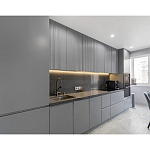 Прямой серый кухонный гарнитур с фрезерованным фасадом Idelle Kitchen Set варинант исполнения - 3 | Loft Concept в Сочи