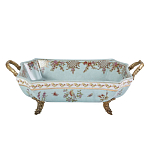 Блюдо прямоугольное из голубого фарфора с ручками и рисунком птиц и цветов Blue Garden варинант исполнения - 1 | Loft Concept в Сочи