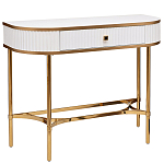 Консоль с ящиком белая с золотом Textured White Console with Gold варинант исполнения - 1 | Loft Concept в Сочи