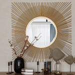 Зеркало-солнце круглое с золотыми лучам Sunrise варинант исполнения - 2 | Loft Concept в Сочи