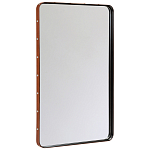 Зеркало прямоугольное в металлической раме с кожаной отделкой Loft in Reflection варинант исполнения - 2 | Loft Concept в Сочи