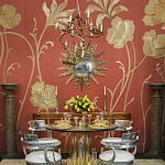 Обои с вышивкой ручной работы Deco Flowers Original colourway on wool sateen варинант исполнения - 1 | Loft Concept в Сочи