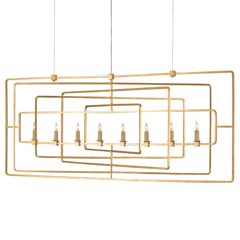 Люстра золотая из пересекающихся прямоугольных элементов Thin Intersecting Rectangles Золотой в Сочи | Loft Concept 