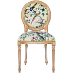 Стул из массива бука бежевый с изображением птиц и цветов Beige Green Chinoiserie Rose Garden Chair варинант исполнения - 1 | Loft Concept в Сочи