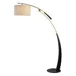 Торшер с изогнутой черной металлической ножкой и цилиндрическим абажуром из ткани Arched Metal Base  варинант исполнения - 1 | Loft Concept в Сочи