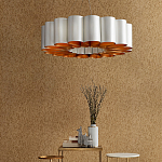 Люстра круглая фактурная в сочетании белого и золотого цвета Wide Stripes of Ribbon варинант исполнения - 5 | Loft Concept в Сочи