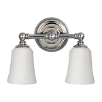 Бра для ванных комнат с 2-мя белыми плафонами в форме колокола на круглом основании цвета хром Feiss варинант исполнения - 1 | Loft Concept в Сочи