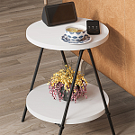Стол приставной с 2-мя круглыми белыми столешницами ESSEL SIDE TABLE WHITE варинант исполнения - 9 | Loft Concept в Сочи