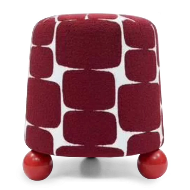 Пуф Wakonda с Красным онаментом и круглыми ножками Белый Красный в Сочи | Loft Concept 