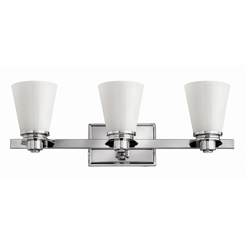 Бра для ванных комнат с белыми стеклянными конусными плафонами Hinkley Хром Белый в Сочи | Loft Concept 