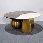 Дизайнерский журнальный стол с круглой столешницей на 3-х геометрических ножках Lehumod варинант исполнения - 1 | Loft Concept в Сочи