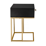 Приставной столик с резным узором на выдвижном ящике Black Table Carved Pattern варинант исполнения - 5 | Loft Concept в Сочи