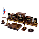 Настольный письменный набор с часами из природного камня обсидиана Royal Set варинант исполнения - 2 | Loft Concept в Сочи