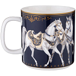 Кружка из фарфора синяя с изображением лошадей 400 мл Porcelain Horse Set варинант исполнения - 1 | Loft Concept в Сочи