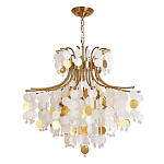 Люстра подвесная с белыми и золотыми круглыми подвесками Диаметр 70 см SHELL Chandelier варинант исполнения - 1 | Loft Concept в Сочи