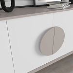 Комод бежево-белый с 4-мя дверцами c декором в виде бежевого круглого элемента на фасаде GORA CONSOLE 180CM LIGHT MOCHA варинант исполнения - 4 | Loft Concept в Сочи