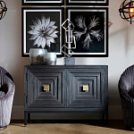 Тумба черная из дерева двухдверная Geometric Double Door Nightstand варинант исполнения - 5 | Loft Concept в Сочи