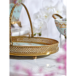 Блюдо овальное с ручкой и голубым фарфоровым дном с цветочным рисунком Blue Garden варинант исполнения - 4 | Loft Concept в Сочи