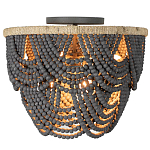 Круглый потолочный светильник с подвесками из круглых деревянных бусин Wooden Beads Black Ceiling Lamp варинант исполнения - 1 | Loft Concept в Сочи