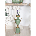 Ваза зеленого цвета из фарфора на высокой подставке с бронзовыми ручками Eden Garden porcelain and bronze варинант исполнения - 4 | Loft Concept в Сочи