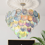 Люстра с каскадом из круглых разноцветных стеклянных дисков Mother of Pearl Iridescence варинант исполнения - 1 | Loft Concept в Сочи